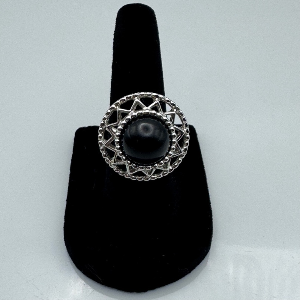 Vintage Sarah Coventry Black Cabochon Statement Ring
